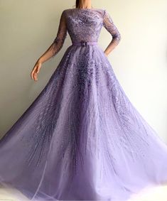 Purple Dream Embroidered Dress | Teuta Matoshi Gown Purple, Teuta Matoshi, Purple Gown, Purple Gowns, Soiree Dress, فستان سهرة, Purple Wedding, Fashion Mode, Fancy Dresses