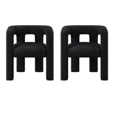 two black chairs sitting next to each other