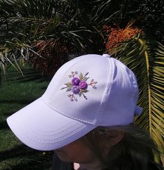 Hand Embroidered Floral Cap, Hand Stiched Flower Botanical Hat, Vintage Boho Style Colorful Spring Summer Women Hat, Women's Gift - Etsy Embroidered Cotton Hat As Gift, White Hats With Floral Embroidery For Spring, Embroidered Curved Brim Baseball Cap As Gift, Embroidered Snapback Hat As Gift, Embroidered Snapback Hat As A Gift, Spring Embroidered Hat For Gift, Embroidered Cotton Baseball Cap As Gift, White Floral Embroidered Hats For Spring, White Embroidered Hat For Gift