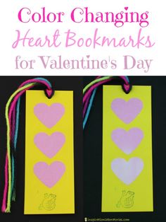 two bookmarks with hearts on them and the text color changing heart bookmarks for valentine's day