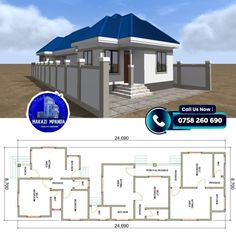 two story house plan with 3 bedroom and 2 bathrooms in the front, an open floor plan