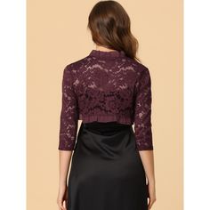 The ruffle collar, sheer floral lace fabric, and crop length give a unique, elegant touch. This cardigan shrug is perfect for layering over your favorite dresses or tops. It adds the right amount of coverage without taking away from the overall style of your outfit. If you're looking for a versatile and stylish piece to add to your wardrobe, the Women's Elegant Ruffle Collar Crop Cardigan Sheer Floral Lace Shrug Top is the perfect choice. It's a timeless piece that you can wear season after seas Crop Shrug, Shrug Top, Cardigan Shrug, Cropped Shrug, Lace Shrug, Lace Bolero, Bolero Shrug, Crop Cardigan, Shrug Cardigan