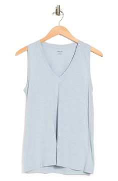 A breathable cotton design completes this staple V-neck tank, destined to become a versatile wardrobe favorite. 26" regular length (size Small) V-neck Sleeveless 100% cotton Hand wash, dry flat Imported Model stats: 5'10" height, 32" bust, 25" waist, 36" hip. Model is wearing size S. Versatile Wardrobe, Tank Top Fashion, Nordstrom Rack, Madewell, Open Shoulder Tops, Hand Wash, Nordstrom, Pool, V Neck