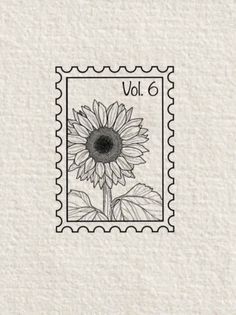 a stamp with a sunflower on it and the words vol 6 written in black ink