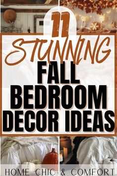 a collage of fall bedroom decor ideas