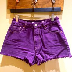 Nwot Pacsun Denim Shorts. Gorgeous Royal Purple. High Rise, Size 25 Waist. Zipper Fly. Worn Oncein Excellent Condition. Summer Cotton Jeans With Frayed Hem, Summer Cotton Bottoms In Purple, Trendy Purple Cotton Jean Shorts, Summer Cotton Purple Bottoms, Trendy Purple Jean Shorts For Summer, Purple Cotton Summer Bottoms, Summer Purple Cotton Bottoms, Casual Purple Jean Shorts For Summer, Spring Purple Cotton Jean Shorts