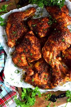 chicken wings with parsley on the side