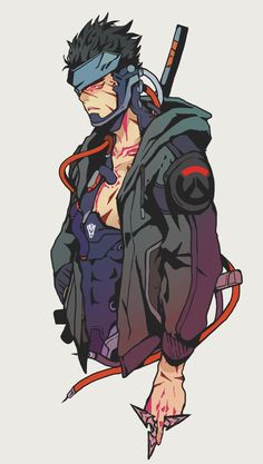 Twitter Blackwatch Genji Fanart, Genji Fanart, Arte Ninja, Cyberpunk Art, Game Boy