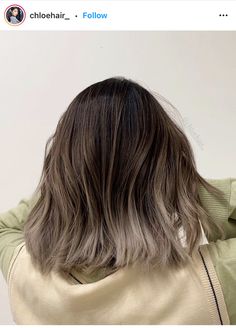 Ash Grey Short Hair Asian, Short Ash Brown Balayage, Asian Short Balayage Hair, Ash Brown Ombre Hair Short, Gradient Hair Color Brown, Asian Balayage Short Hair, Ash Balayage Short Hair, Short Hair Grey Highlights, Short Hair Balayage Asian