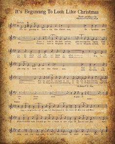 an old sheet music with the words it's beginning to look like christmas on it