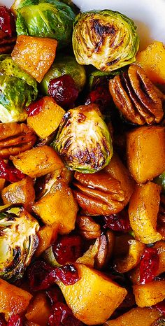 roasted brussel sprouts and brussels sprouts with cranberry sauce