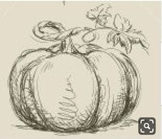 a black and white drawing of a pumpkin