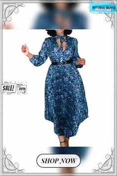 Long Sleeve Printed V-neck Pleated Dress V-neck Summer Maxi Dress For Office, Summer V-neck Maxi Dress For Office, Spring Office V-neck Midi Dress, Spring V-neck Midi Dress For Office, Spring V-neck Office Dress, Spring Office V-neck Dress, Elegant Blue Split Neck Dress, Pleated Dress, V Neck