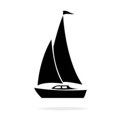 a black and white image of a sailboat