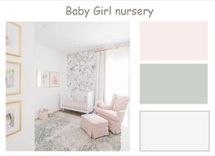 a baby girl nursery with pink and gray colors