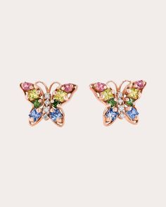 Luxury Multicolor Earrings For Evening, Luxury Multicolor Sterling Silver Earrings, Central Line, Diamond Butterfly, Butterfly Earrings Stud, Butterfly Earrings, Sapphire Diamond, White Diamonds, Cute Earrings