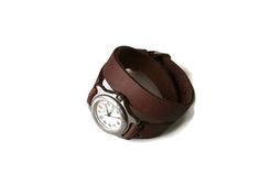 Genuine leather band, Double wrap band, genuine leather band, brown watch band, watch band 14mm, 16mm, 18mm, 20mm, 22mm This handmade leather strap comes in various sizes and colors, it can be custom made to fit any size of wrist. The buckle is available in four colors: silver, gold, rose gold and black. Leather material is made in USA and the strap is hand crafted in our family shop exclusively by our family. This gorgeous brown leather watch band is made from premium genuine leather 2.5 mm thi Brown Cuff Leather Strap For Watch, Brown Cuff Watch With Leather Strap, Brown Leather Strap Cuff Watch, Brown Leather Cuff Watch Band, Brown Cuff Bracelet Strap Watches, Adjustable Brown Cuff Watch Band, Brown Adjustable Cuff Watch Band, Brown Cuff Watch With Bracelet Strap, Classic Adjustable Brown Watch Bands