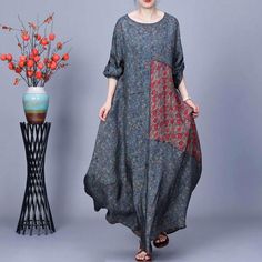 Maxi Dresses Online, Dresses To Make, Modest Dress, Maxi Dress Online, Patchwork Patterns, Modest Dresses, Spring And Fall, Red Flowers, Shoulder Sleeve