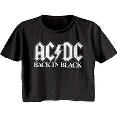 "AC/DC Women's Crop Top T-Shirt by American Classics Part Scottish, part Aussie, 100% High Voltage Rock Legends! Formed in Sydney in 1973, AC/DC went from Dirty Deeds Done Dirt Cheap on the Highway to Hell to Back to Black in The Flick of the Switch! They have sold over 200 million albums worldwide and they are still working on new music. Wear some rock history, this cool AC/DC graphic t-shirt is vintage style print with a distressed look as if you bought it at an AC/DC Concert Tour in the 80's Rock Band Shirts, Back In Black, Tour Merch, Festival Tops, Tee Outfit, Ac Dc, Black Logo, Crop Tshirt, Black Crop