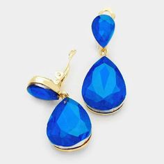 Miro Blue Crystal Teardrop Gold Clip-On Earrings by Miro Crystal CollectionItem: Clip-On EarringsBrand: Miro Crystal Collection Size: .75" x 1.75" (Inches) Color: Blue, Gold Metal: Alloy, Lead & Nickle Free Material: Crystal Theme: Evening, Bridal, Prom, Pageant All Measurements Are Approximate. Sold As One Pair Of Earrings Beaded Chandelier Earrings, Dragon Earrings, Turquoise Drop Earrings, Gold Clips, Crystal Collection, Screw Back Earrings, Fine Jewellery Earrings, Crystal Pearls, Blue Crystals