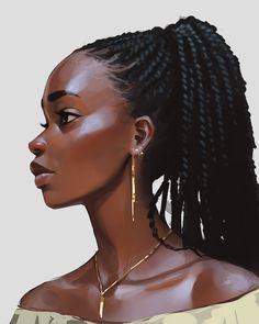 Sam Yang, Digital Portrait Art, Black Art Pictures, Digital Drawings, Woman Drawing, Cute Art Styles, Hair Art