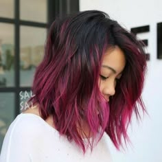 Dark Red Hair Color, Brown Ombre Hair, Dark Red Hair, Hairstyles For Girls, Strawberry Blonde Hair, Pink Highlights, Short Hair Color, Penteado Cabelo Curto, Hair Coloring