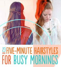 23 Five-Minute Hairstyles For Busy Mornings Early Morning Hairstyles, Morning Hairstyles, Hairstyles For Frizzy Hair, Five Minute Hairstyles, Hairstyle Girl, Busy Girl, Fruit Recipe, 5 Minute Hairstyles, Hairstyle Hairstyle