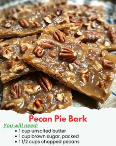 pecan pie bark recipe with instructions on how to bake it in the oven