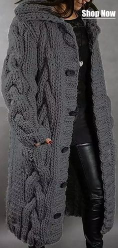 Long Sweater For Women Winter, Sweater Coats For Women, Cozy Button-up Winter Cardigan, Cozy Button-up Cardigan For Winter, Cozy Winter Button-up Cardigan, Gray Knitted Acrylic Outerwear, Gray Acrylic Cardigan For Fall, Winter Acrylic Outerwear With Buttons, Winter Button-up Acrylic Sweater