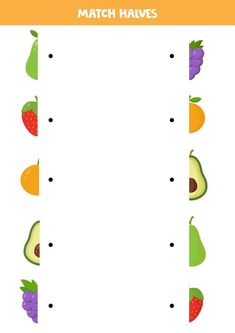 match the fruits and vegetables to write the correct shadow game for children with answer sheet