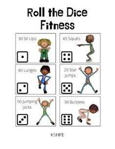 roll the dice fitness game for kids to practice their moves and body shapes with numbers