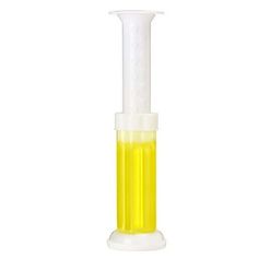 a white and yellow liquid dispenser on a white background