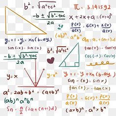 some different types of calculations on a white background, including two triangles and one triangle