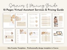 the pricing guide is displayed in front of a white background with black and gold accents