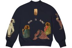 Kanye West Jesus Is King Cross II Crewneck Navy - FW19 Jesus Is King Kanye, Jesus Is King, Designer Sweatshirts, Jesus Is, 로고 디자인, Kanye West, Cotton Sweater, Printed Sweatshirts, Pullover Hoodie