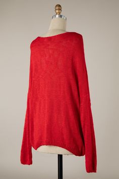 The perfect Valentine's Day outfit includes the Be Mine Red Sheer Heart Sweater! Red sheer knit fabric forms an oversized sweater with a pink heart at the center. Style on or off the shoulder with your favorite pair of denim jeans for a daytime look! DETAILS & FIT 100% Acrylic Hand wash cold. Imported. ORDERS, SHIPPING & RETURNS Orders, Shipping, & Returns Oversized Red Cotton Sweater, Red Oversized Cotton Sweater, Red Sweater For Spring Loungewear, Cozy Red Tops For Spring, Cozy Red Sweater For Spring, Red Trendy Sweater With Relaxed Fit, Cozy Red Spring Sweater, Trendy Red Sweater With Relaxed Fit, Red Trendy Sweater For Loungewear