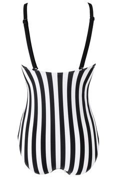 Control swimsuitHidden inner supportAdjustable strapsV-necklineMake a poolside statement in our Stripe Panelled Control Swimsuit. The V-neck design of this unique suit frames the bust line, and the hidden support inside will give you  extra confidence. With adjustable straps and a black waist band detail to give you that hourglass look. Just add some statement jewellery and sunglasses to complete the look! Fitted V-neck Swimwear With Adjustable Straps, V-neck Strapped Swimwear For Vacation, Black Lined V-neck Swimwear, Black V-neck Lined Swimwear, Striped Lined Swimwear For The Beach, Striped Swimwear With Adjustable Straps For Pool, Chic Swimwear With Adjustable Straps For Pool, V-neck Swimwear With Adjustable Straps, Striped Swimwear With Lined Body For Vacation