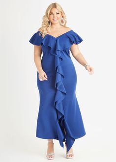 Plus Size Gown Hi Low Dress Formal Plus Size Dresses Wedding Guest Hi Low Dress Formal, Formal Plus Size Dresses, Plus Size High Low Dresses, Medium Blue Dress, Plus Size Gown, Formal Plus Size, Plus Size Lace Dress, Hi Low Dress, Plus Size Dresses For Women