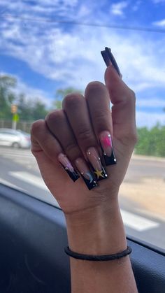 Partynextdoor Inspired Nails, Acrylic Nails Ideas Black Women, Hbcu Nails, Summer Nails For Black Women, Dope Nails Square, Long Colorful Nails, Nail Sets Acrylic, Colorful Nails Acrylic, Summer Nails Black Women