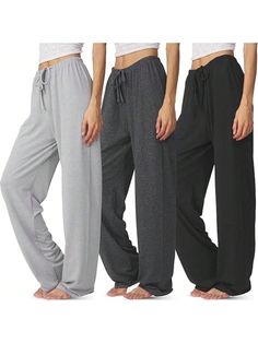 Ultra Performance Womens Pajama PJ Pants 3 Pack Lounge Bottoms Pajamas For Women (Avail In Plus Sizes) Grey     Plain    Women Sleep & Lounge, size features are:Bust: ,Length: ,Sleeve Length: Comfortable Sweatpants For Spring Relaxation, Comfortable Summer Sweatpants For Relaxation, Comfortable Sweatpants For Summer Relaxation, Comfortable Loose Fit Yoga Pants For Lounging, Casual Solid Color Sleep Pants, Comfortable Solid Color Yoga Pants For Lounging, Relaxed Fit Solid Yoga Pants For Lounging, Solid Relaxed Fit Yoga Pants For Lounging, Loosely Fitted Solid Color Harem Pants For Loungewear