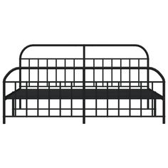 a black metal bed frame with no sheets