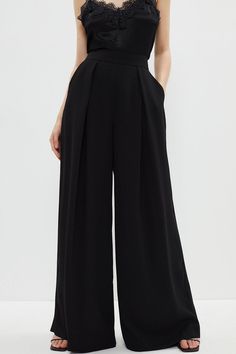 Style: Wide Leg TrousersDesign: PlainFabric: LuvitoLength: Regular Wide Leg Black Pants, Flowy Trousers, Black Wide Leg Trousers, Black Wide Leg Pants, Full Circle, Wide Leg Trousers, Black Pants, Wide Leg, Buy Online