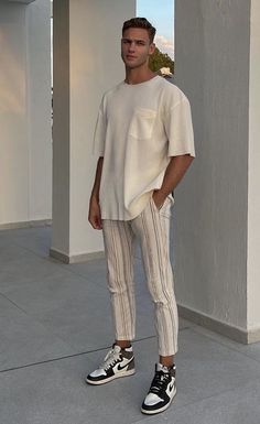 Monochromatic Outfit Men Summer, Dubai Mens Fashion, Men’s Island Outfit, Love Island Outfits Men, Mens Neutral Outfit Summer, Mens Miami Outfits Night, Zara Men Outfits Summer 2024, Men’s Miami Outfits, Dubai Outfits Ideas Men