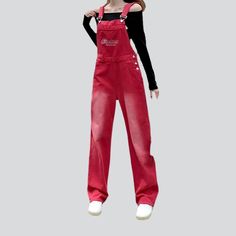 Welcome to the 2023 Spring-Summer Collection of the y2k-vibe smoothed denim jumpsuit! Our loose-fit jumpsuit comes with painted details. a playful print. and a vintage-inspired zipper & button closure. With a unique combination of style. comfort. and nostalgia. this jumpsuit will make a lasting impression.Distinctive Features: Sanded Denim: Crafted with premium denim. this jumpsuit is durable and comfortable. with a subtle sanded effect for added style. Painted Details: An eye-catching painted d Casual Red Overall Jumpsuits And Rompers, Casual Pink High-waist Jumpsuits And Rompers, Casual High Waist Pink Jumpsuits And Rompers, Red Cotton Overalls For Spring, Trendy Cotton Overalls And Rompers, Casual Red High Waist Jumpsuits And Rompers, Casual Pink Denim Jumpsuit For Summer, Casual Pink Denim Jumpsuit With Pockets, Casual Red Cotton Jumpsuits And Rompers