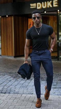 Men Classy Outfits Summer, Zaddy Outfits Men, Summer Men’s Business Casual, Brown Penny Loafers Men Outfit, Black Men Style Classy, Business Casual Black Men, Black Men Date Night Outfit