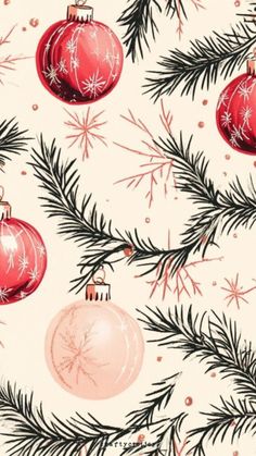 Christmas Ornament Background, Cute Christmas Pattern Wallpaper, Christmas Themed Backgrounds, Classic Christmas Wallpaper, Christmastime Aesthetic, Christmas Illustration Wallpaper, Christmas Wallpaper Vintage, Christmas Wallpaper Red, Christmas Dump