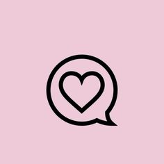 a heart in a speech bubble on a pink background