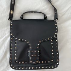 Rebecca Minkoff Leather Studded Crossbody Bag. The Bag Has An Adjustable Strap And Tri-Tone Hardware, Which Makes It Easy To Match With Everything. Great Condition! Studded Leather Bag, Feed Bags, Denim Purse, Fringe Purse, Chain Strap Bag, White Purses, Rebecca Minkoff Bag, Black Leather Crossbody Bag, Boho Bag