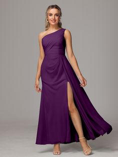 Grape Made Of Honor Dress Purple, Grape Bridesmaid Dresses, Sky Blue Bridesmaid Dresses, Plum Bridesmaid Dresses, Made Of Honor, Romantic Silhouette, Floor Length Chiffon Bridesmaid Dresses, Chiffon Bridesmaid Dress, Chiffon Bridesmaid