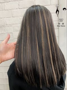 Highlights On Really Dark Hair, Black Hair Honey Blonde Highlights, Black Hair With Brown Streaks, Light Brown Highlights On Dark Brown Hair, Micro Highlights, Clip In Highlights, Streaky Highlights, Brown Hair Streaks, Skunk Hair